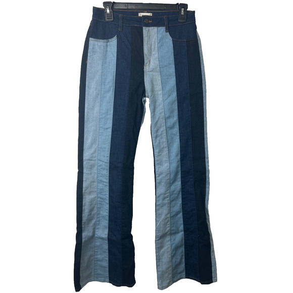 Altard State Jeans Women 29 Flare Striped Denim High Rise 70s Retro Fashion B14 - Picture 1 of 8